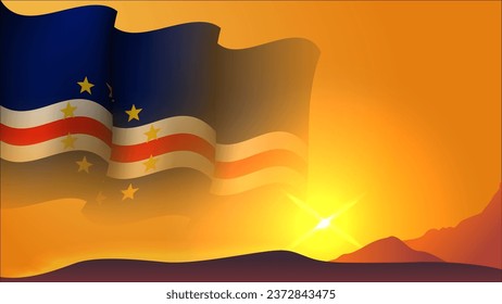 cape verde waving flag background design on sunset view vector illustration suitable for poster, social media design event on cape verde