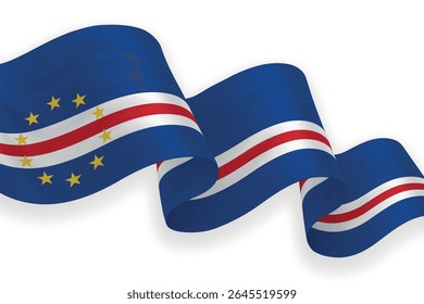 Cape Verde waving flag with bright colors on clean background