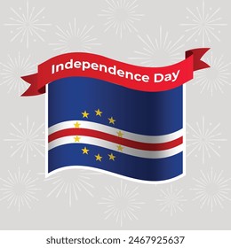 Cape Verde Wavy Flag Independence Day Banner Background