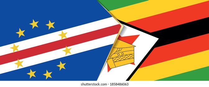 Cape Verde and Zimbabwe flags, two vector flags symbol of relationship or confrontation.