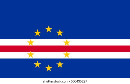 Cape Verdean national official flag. African patriotic symbol, banner, element, background. Accurate dimensions. Flag of Cape Verde in correct size and colors, vector illustration