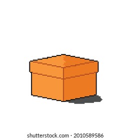 caped delivery box with pixel art style