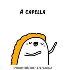 A capella hand drawn vector illustration in cartoon comic style woman singing vocal hobby
