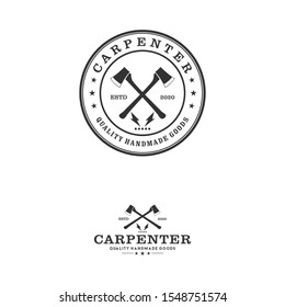 Capenter industry logo design - carpentry plane axe wood working workshop handyman logo