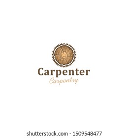 Capenter industry logo design - wood log circular saw