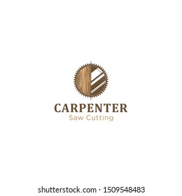 Capenter industry logo design - wood log circular saw