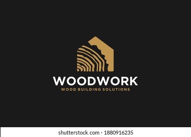 Capenter industry logo design - wood log, timber plank wood, woodwork handyman, wood house builder. simple minimalist icon.