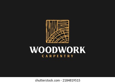 Capenter industry logo design - wood log, timber plank wood, woodwork handyman, wood house builder. simple minimalist icon.