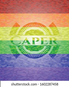 Caper lgbt colors emblem. Vector Illustration. Mosaic.