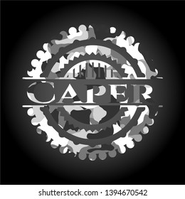 Caper on grey camo texture