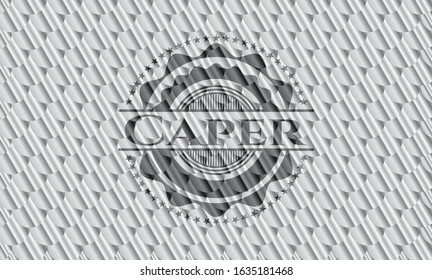 Caper silver emblem. Scales pattern. Vector Illustration. Detailed.