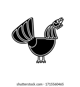 Capercaillie icon, B&W vector illustration isolated on white.
