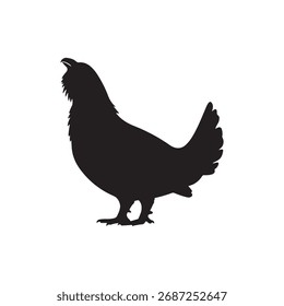 Diseño plano de la ilustración del Vector de la silueta de Capercaillie sobre fondo blanco