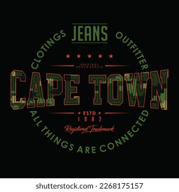 Capetown, vector image typography illustration design graphic printing