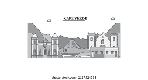 Cape-Verde city skyline isolated vector illustration, icons