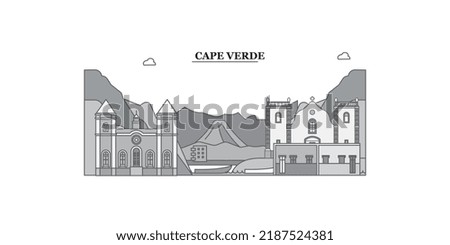 Cape-Verde city skyline isolated vector illustration, icons