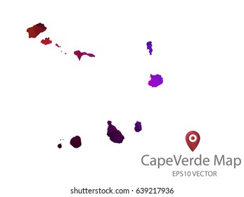 CapeVerde map polygon colorful vector eps10