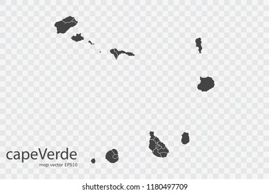 capeVerde map vector, isolated on transparent background