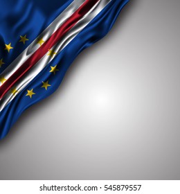 cape-verdean waving silky flag isolated on gray background, can be used in many topic like national day, Cape Verde independence day and any national and international  events