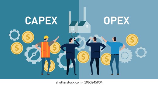 capex opex capital expenditure operation expenses gear coin finace operation by businessman 