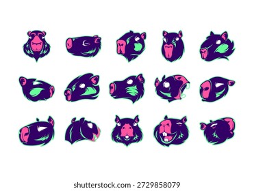 Capibara Maskottchen-Logo-Symbolsatz