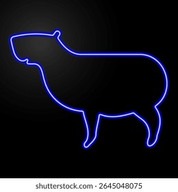 sinal de néon capibara, design de banner brilhante moderno, tendência de design moderno colorido em fundo preto. Ilustração vetorial.