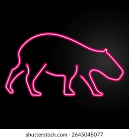 sinal de néon capibara, design de banner brilhante moderno, tendência de design moderno colorido em fundo preto. Ilustração vetorial.