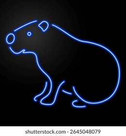 sinal de néon capibara, design de banner brilhante moderno, tendência de design moderno colorido em fundo preto. Ilustração vetorial.