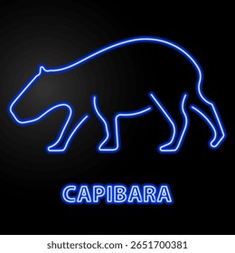 capibara neon sign, modern glowing banner design, colorful modern design trend on black background. Vector illustration.