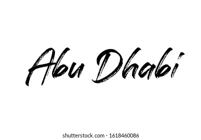 capital Abu Dhabi typography word hand written modern calligraphy text lettering. Can be used for a logo, branding or sticker