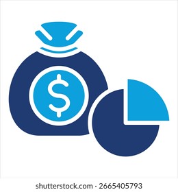Ilustración vectorial de icono azul de asignación de capital