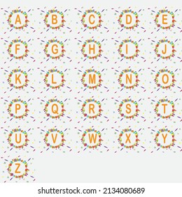 Capital Alphabets  collection with floral pattern