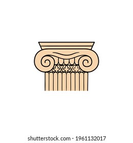 Capital of ancient greek column, hand drawn isolated vector element on white background