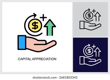 Capital Appreciation icon Multi Style Vector Illustration