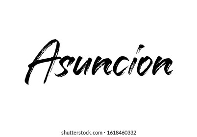 capital Asuncion typography word hand written modern calligraphy text lettering. Can be used for a logo, branding or sticker