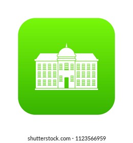 Capital building icon green vector isolated on white background