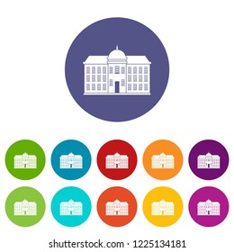 Capital building icons color set vector for any web design on white background