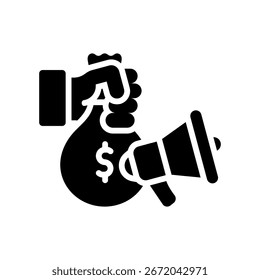 Ilustración vectorial de glifo de icono de campaña de capital
