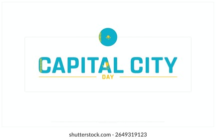 Projeto do Dia da Capital em um fundo branco, Projeto tipográfico do Dia da Capital, Projeto vetorial do Dia da Capital, Dia da Capital