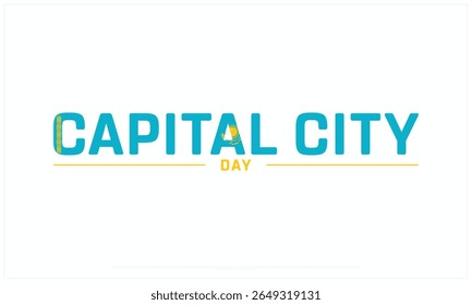 Projeto do Dia da Capital em um fundo branco, Projeto tipográfico do Dia da Capital, Projeto vetorial do Dia da Capital, Dia da Capital
