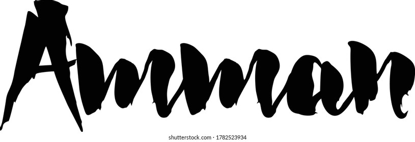 Capital City Name " Amman  " Hand Written Typography word modern 
Calligraphy Text
