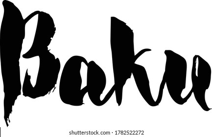 Capital City Name "Baku   " Hand Written Typography word modern 
Calligraphy Text