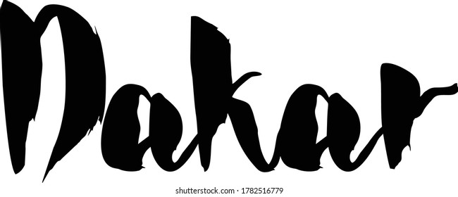 Capital City Name "  Dakar " Hand Written Typography word modern 
Calligraphy Text