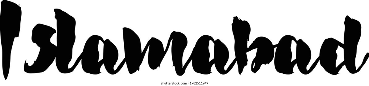 Capital City Name " Islamabad  " Hand Written Typography word modern 
Calligraphy Text 