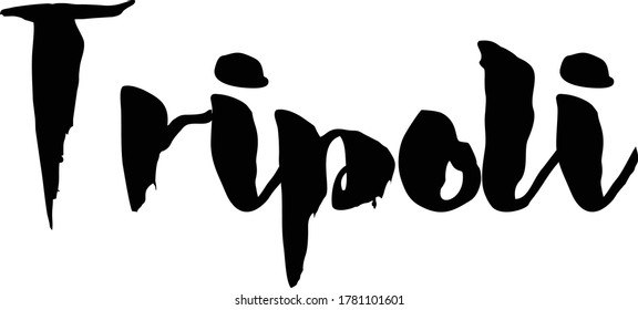 Capital City Name "Tripoli   " Hand Written Typography word modern 
Calligraphy Text