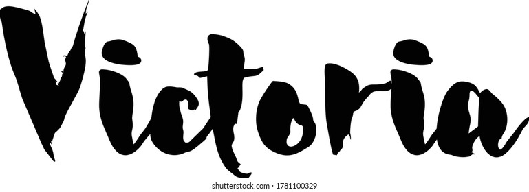 Capital City Name " Victoria  " Hand Written Typography word modern 
Calligraphy Text 