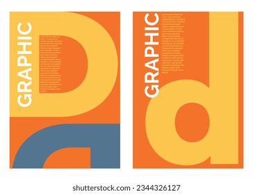 capital d uppercase lowercase letter d  combo set poster compertiable with A3 and A4 sizes type typographic poster background graphic design vector with warm colors