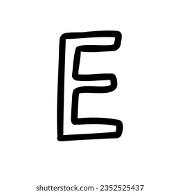 Capital E letter of latin english outline font in outline bubble style isolated on white background. For typography, font, lettering, logo, alphabet, education, abc, branding, presentation, signboard.