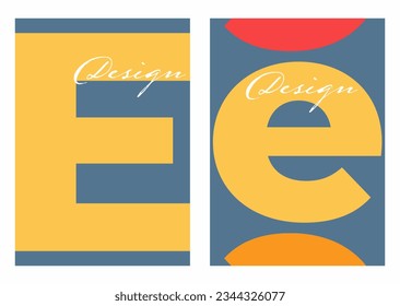 capital e uppercase lowercase letter e combo set poster compertiable with A3 and A4 sizes type typographic poster background graphic design vector with warm colors