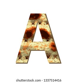 capital English letter A with matza texture. Font for Passover. Vector illustration on isolated background.